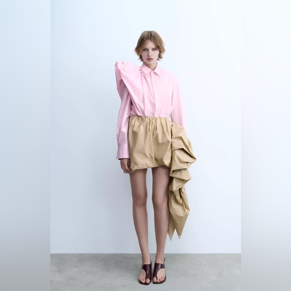 ZARA ZW COLLECTION POPLIN PUFFED SHOULDER SHIRT SIZE M - Picture 1 of 9